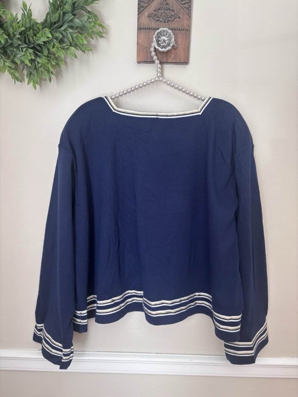 Vintage NWT Liz & Me Size L Blue Nautical Top Long Sleeve Anchor Sailor - Picture 3 of 5